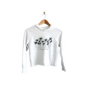 Billabong Women Hooded Sweater Cropped Style White Size Medium